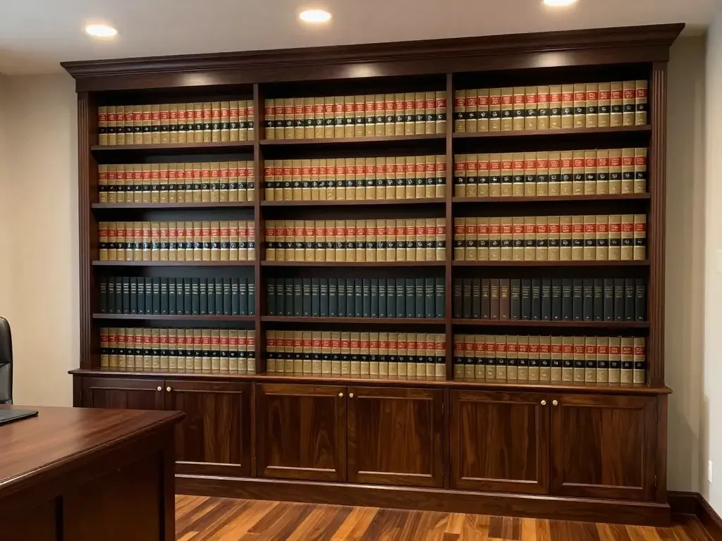 Custom law firm built-in bookshelves and millwork in Miami, FL